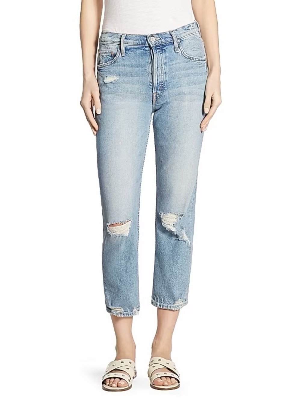MOTHER Superior The Tomcat High-Rise Straight Distressed Jeans Confession Wash